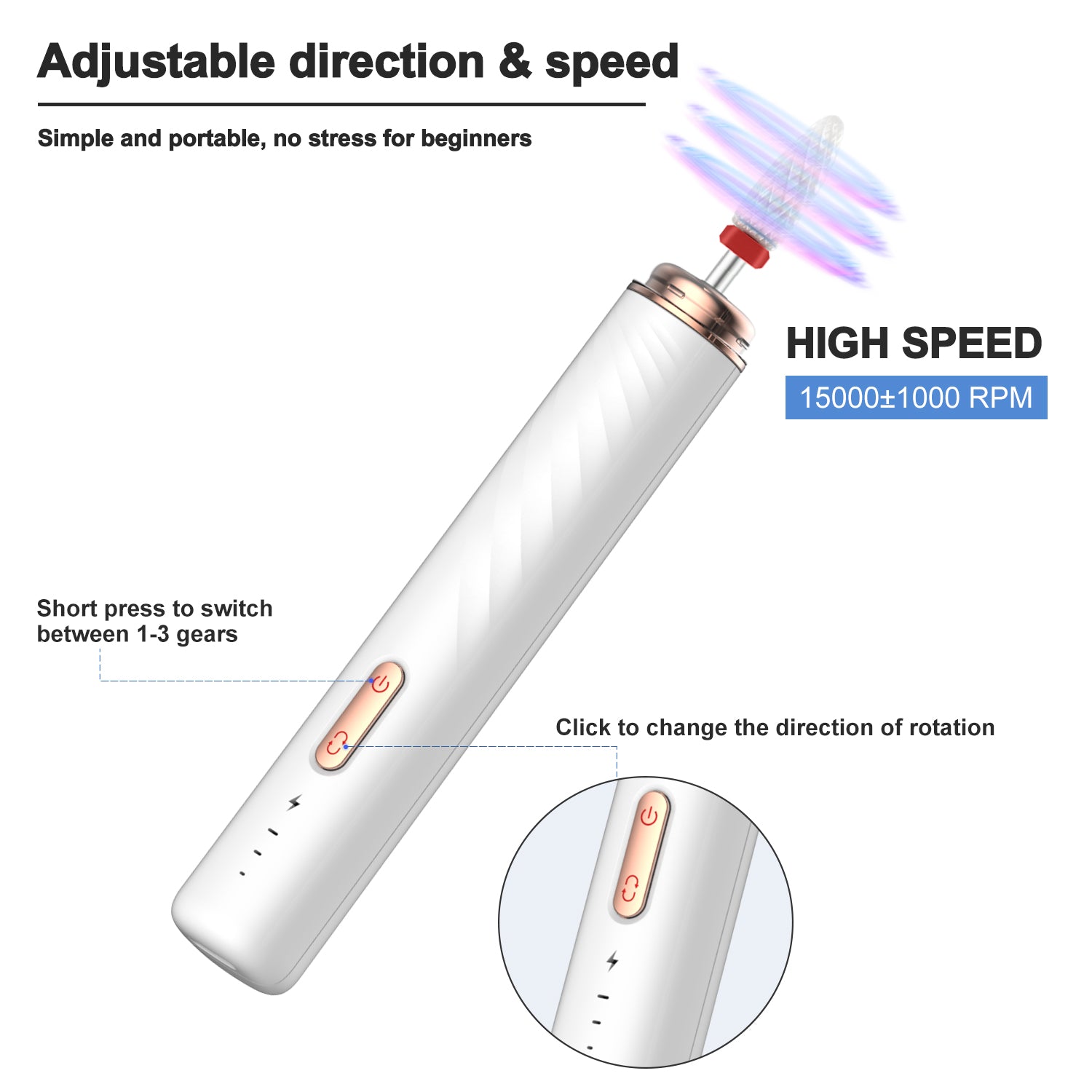 Electrical Professional Nail File Kit Manicure Pedicure Polishing Shape Tools Portable Electric Nail Drill 15000RPM For Home Use