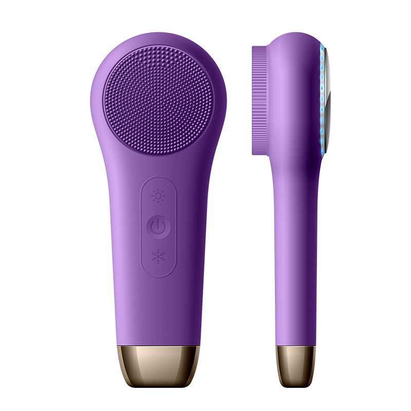 F518 LED Lighting hot Cold Facial Cleansing Brush Wholesale Silicone Face Scrubber Waterproof Silicone Cleaner brush