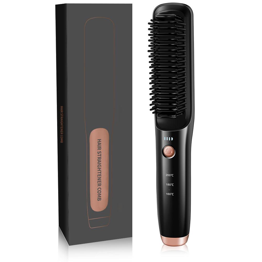 New Designed Cordless Hot Comb Wireless Portable Ionic Hair Straightener Brush for All Hairstyle