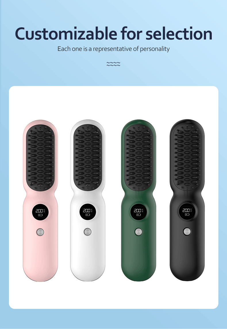 Cordless Hair Straightener Brush Portable Negative Ion Hot Comb Long Battery Life with USB Rechargeable Feature Fast Heating