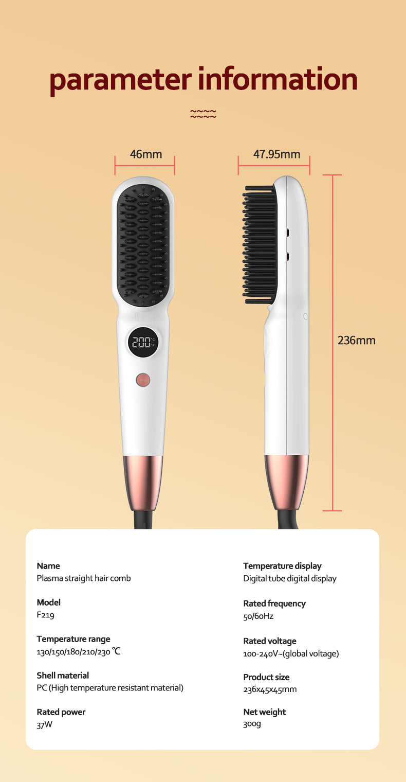 Best Hair Straightener Brush Anti-Scald Ceramic Fast Hair Straightener Comb Fast Heating for Home Salon