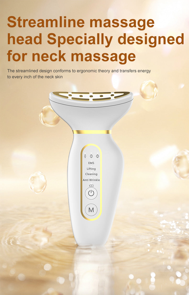 Skin Care Routine at Home Neck Face Massager Sculpting Tool Skin Rejuvenation Device with Thermal Triple Action LED Vibration