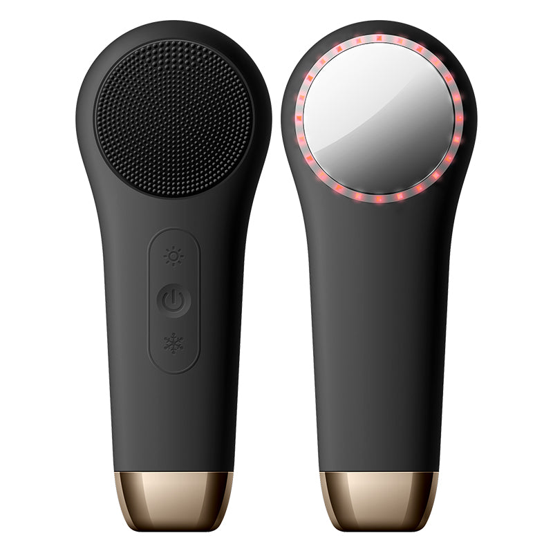 F518 LED Lighting hot Cold Facial Cleansing Brush Wholesale Silicone Face Scrubber Waterproof Silicone Cleaner brush