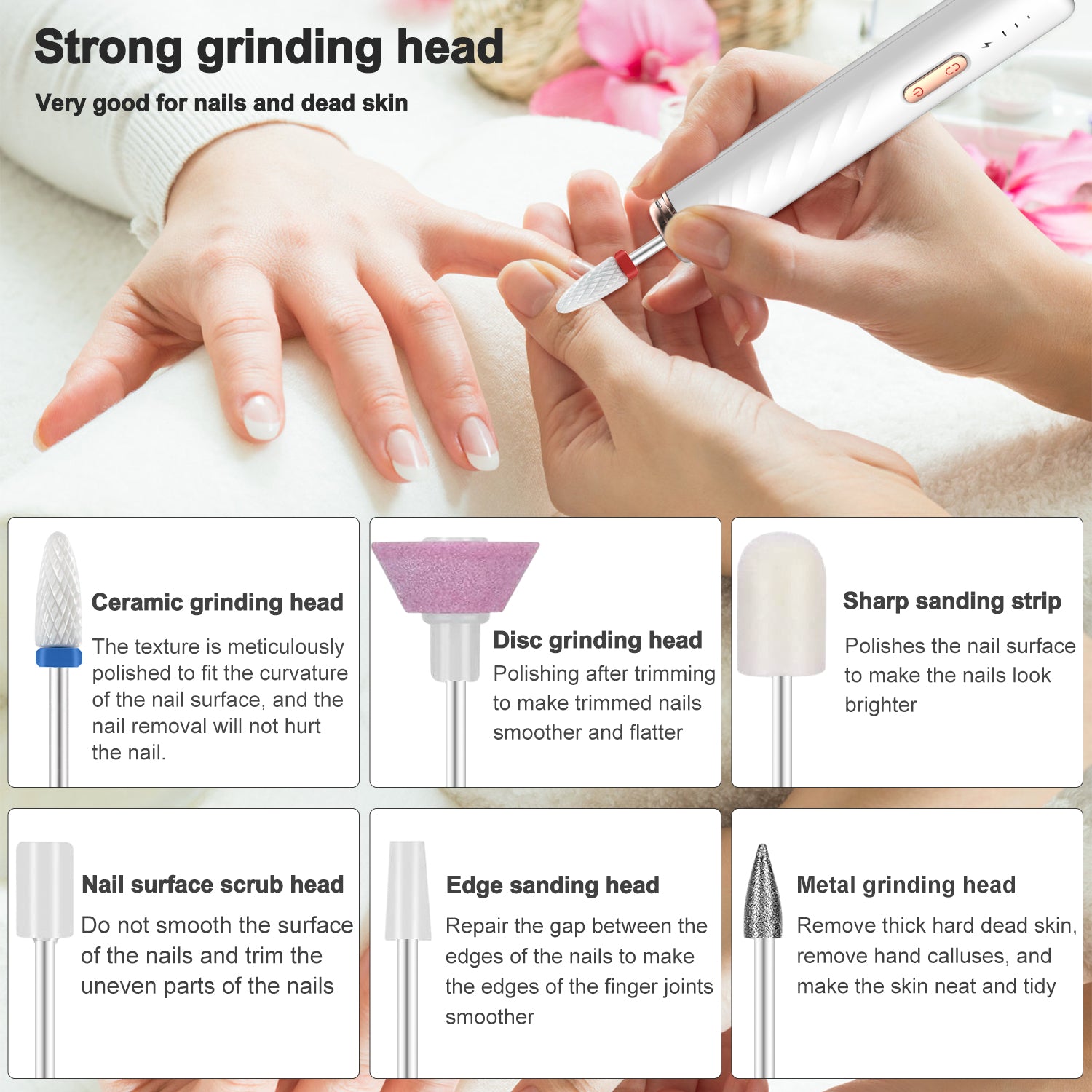 Electrical Professional Nail File Kit Manicure Pedicure Polishing Shape Tools Portable Electric Nail Drill 15000RPM For Home Use