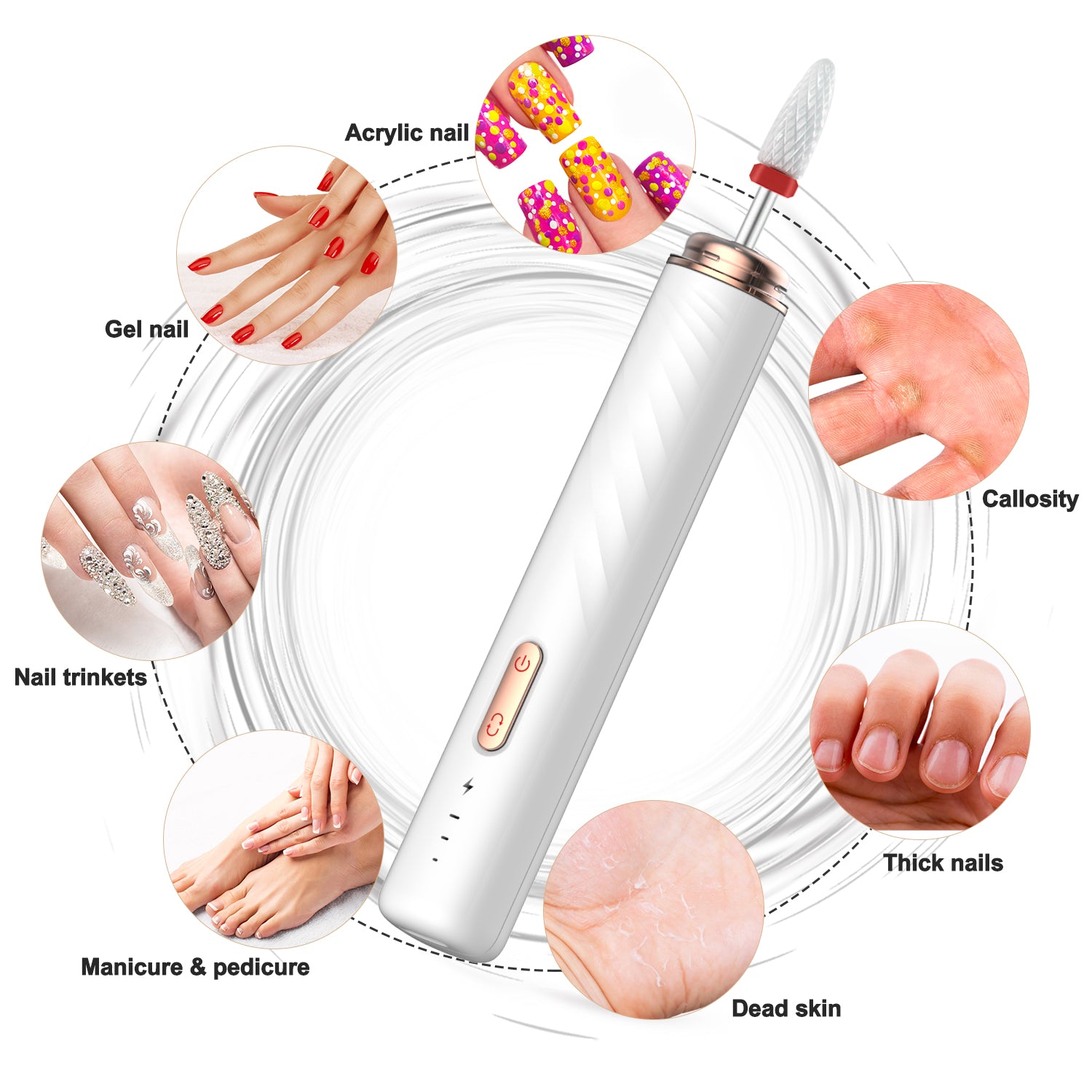 Electrical Professional Nail File Kit Manicure Pedicure Polishing Shape Tools Portable Electric Nail Drill 15000RPM For Home Use