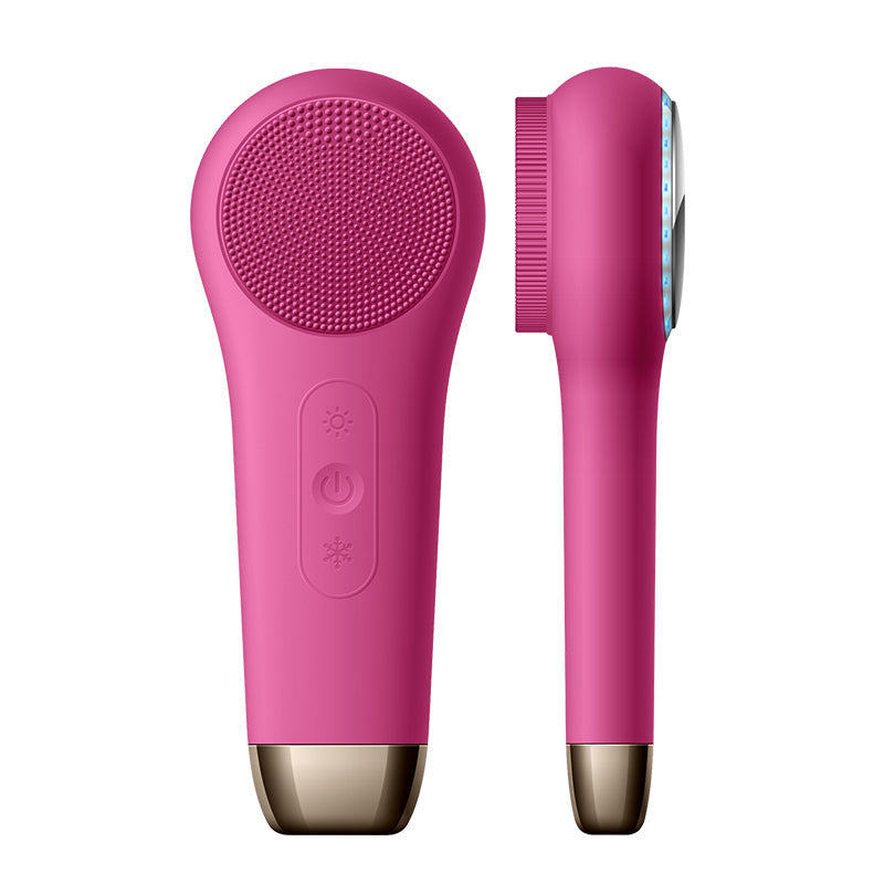 F518 LED Lighting hot Cold Facial Cleansing Brush Wholesale Silicone Face Scrubber Waterproof Silicone Cleaner brush