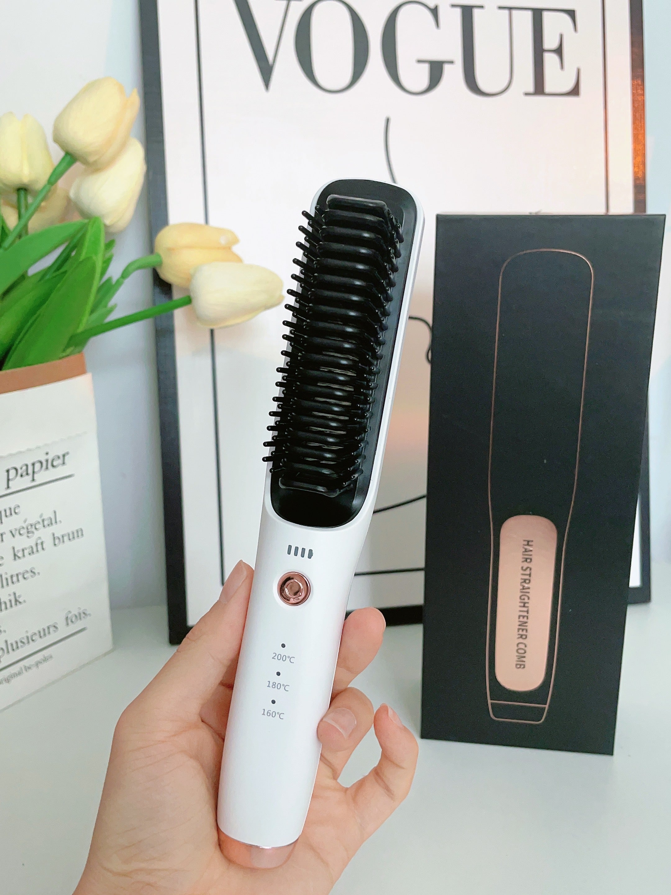 Wireless straight hair comb