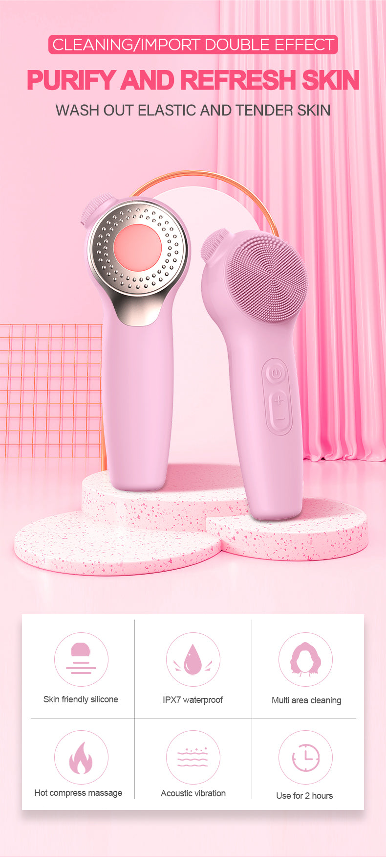 Silicone Face Brushes for Cleansing and Exfoliating Sonic Facial Scrubber Exfoliator Brush Facial Cleansing Brush