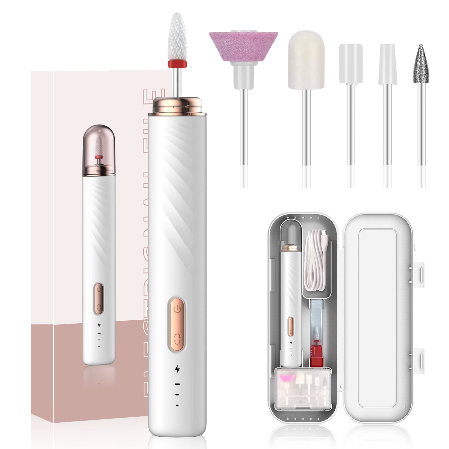 Kit de arquivo de prego profissional elétrico Manicure Pedicure Polimento Ferramentas de forma portátil Broca de prego elétrica 15000RPM para uso doméstico