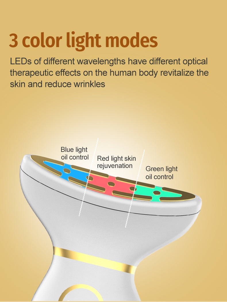 Skin Care Routine at Home Neck Face Massager Sculpting Tool Skin Rejuvenation Device with Thermal Triple Action LED Vibration