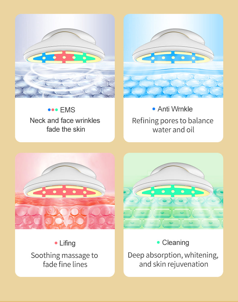 Skin Care Routine at Home Neck Face Massager Sculpting Tool Skin Rejuvenation Device with Thermal Triple Action LED Vibration