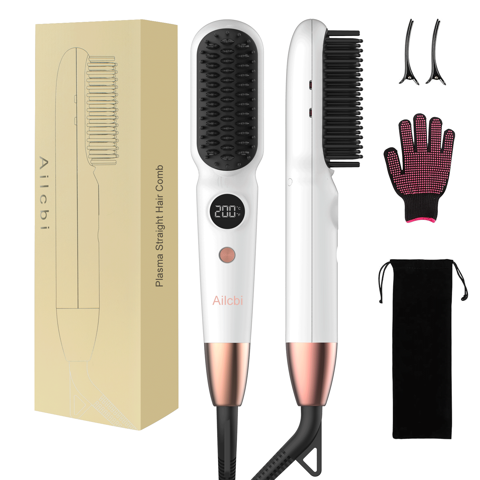 BEST HAIR STRAIGHTENER BRUSH ANTI-SCALD CERAMIC FAST HAIR STRAIGHTENER COMB FAST HEATING FOR HOME SALON