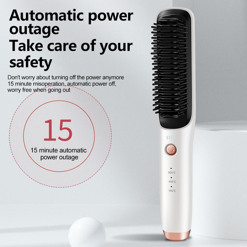 New Designed Cordless Hot Comb Wireless Portable Ionic Hair Straightener Brush for All Hairstyle