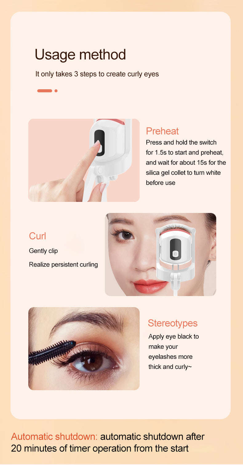Hot Electric Eyelash Electric Curler Voluminously One-Step Lash Curler Heated Eyelash Curler with LCD Display