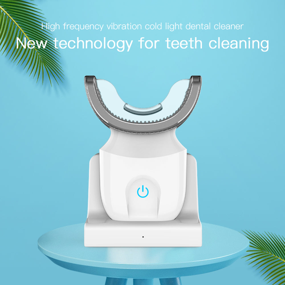 Dispositivo de branqueamento de dentes Escova de onda de 360 graus USB recarregável ultra-sônico U Forma inteligente automática Sonic escova de dentes elétrica