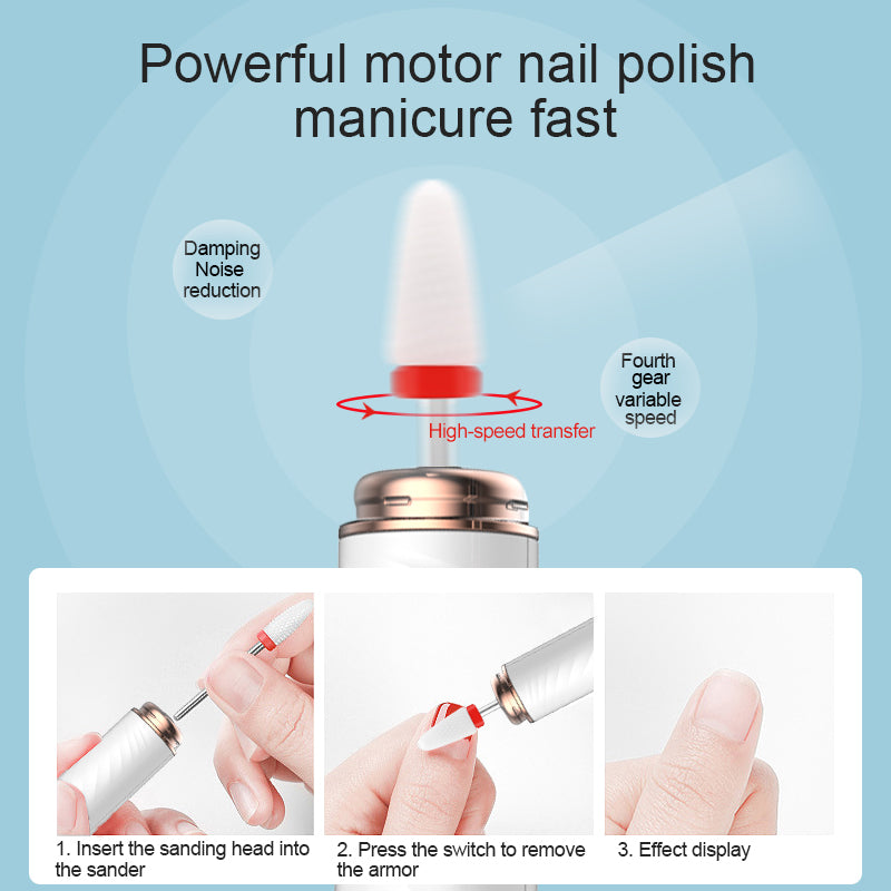 Kit de arquivo de prego profissional elétrico Manicure Pedicure Polimento Ferramentas de forma portátil Broca de prego elétrica 15000RPM para uso doméstico