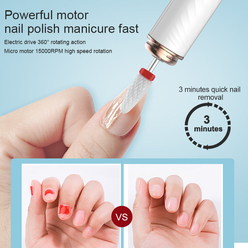 Kit de arquivo de prego profissional elétrico Manicure Pedicure Polimento Ferramentas de forma portátil Broca de prego elétrica 15000RPM para uso doméstico