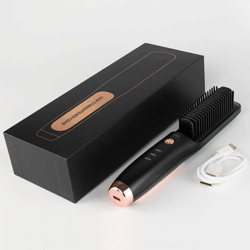 New Designed Cordless Hot Comb Wireless Portable Ionic Hair Straightener Brush for All Hairstyle
