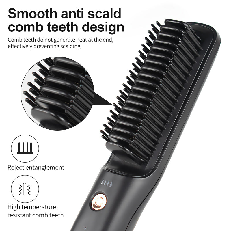 New Designed Cordless Hot Comb Wireless Portable Ionic Hair Straightener Brush for All Hairstyle