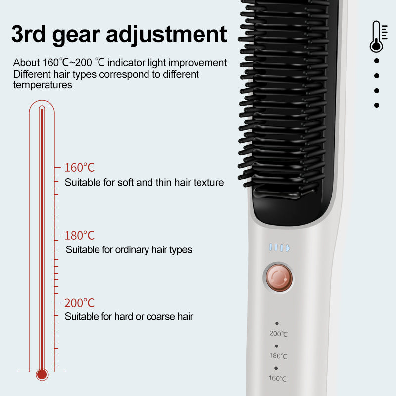 New Designed Cordless Hot Comb Wireless Portable Ionic Hair Straightener Brush for All Hairstyle