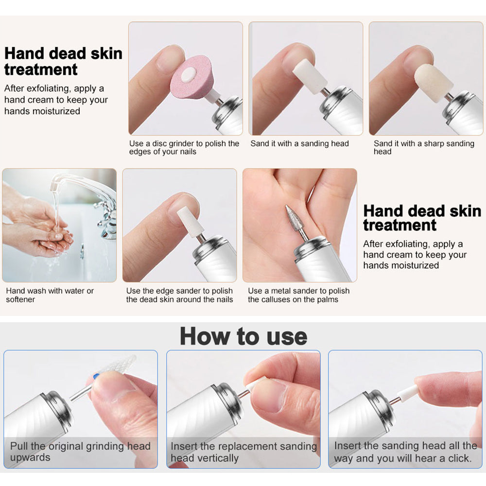 Kit de arquivo de prego profissional elétrico Manicure Pedicure Polimento Ferramentas de forma portátil Broca de prego elétrica 15000RPM para uso doméstico