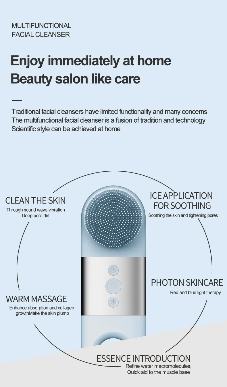 Newest product Waterproof Sonic Vibrating Face Brush Gentle Exfoliating and Massaging for Deep Cleansing Facial Brush
