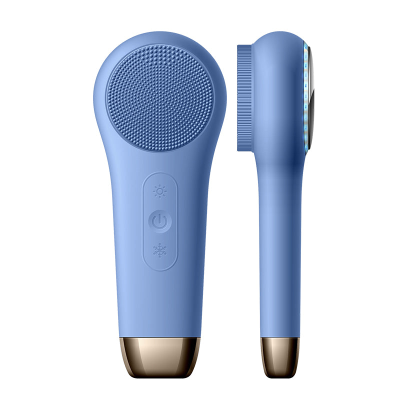 Multifunction Beauty LED Lighting Facial Cleaning Massage Brush Pore Cleanser Wireless Charger Silicone Sonic Face Washing Brush Hot and Cold