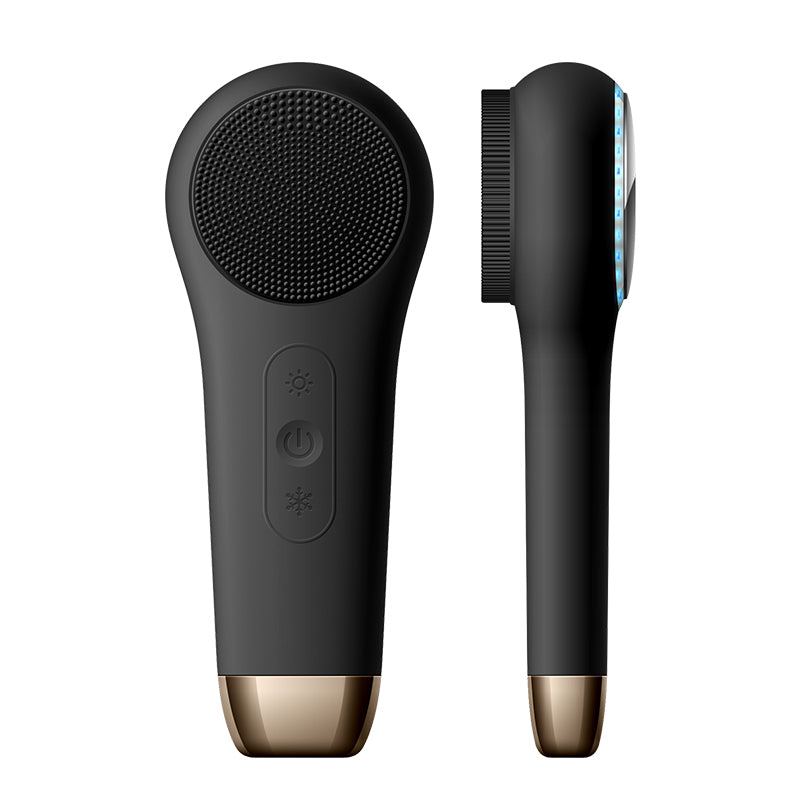 F518 LED Lighting hot Cold Facial Cleansing Brush Wholesale Silicone Face Scrubber Waterproof Silicone Cleaner brush