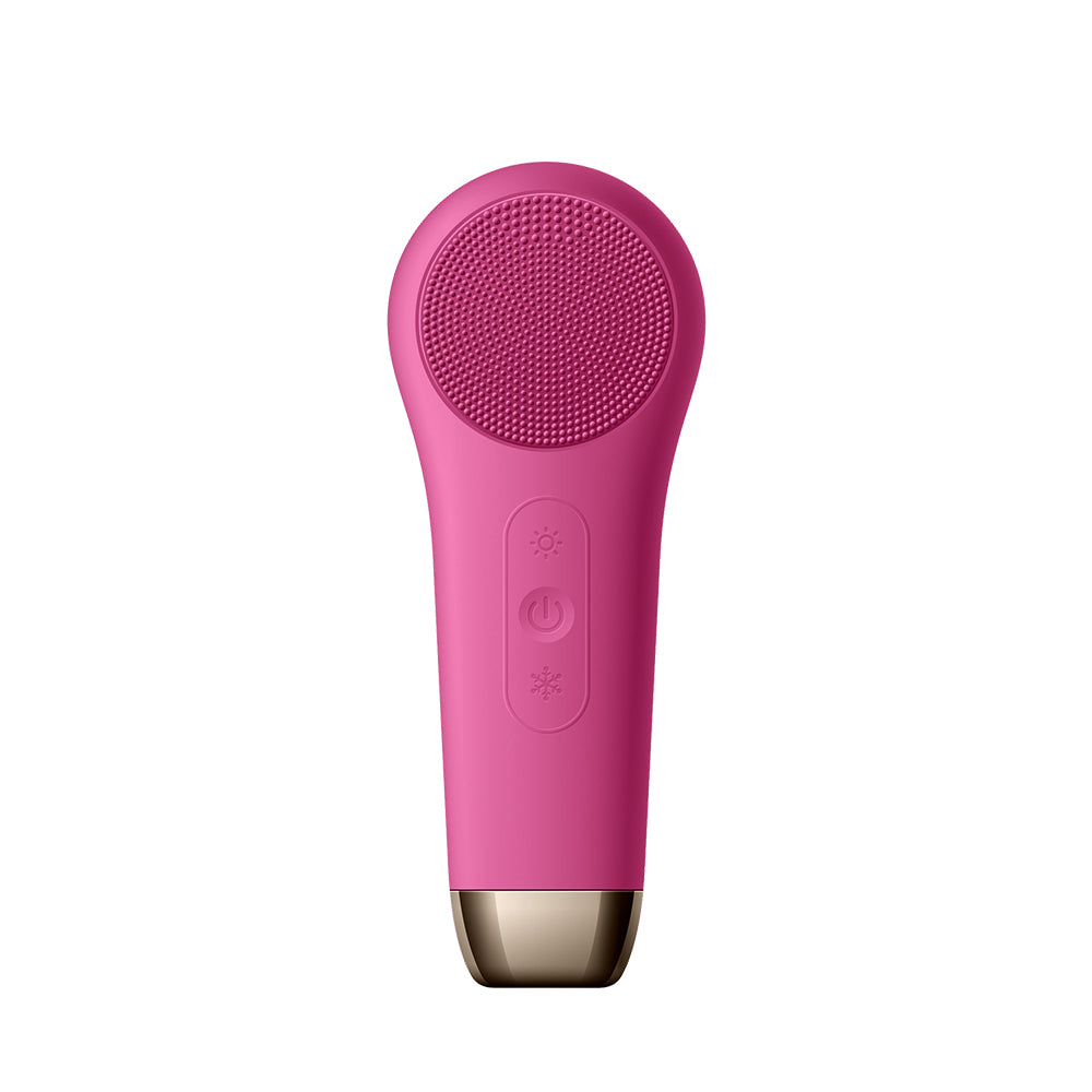 Multifunction Beauty LED Lighting Facial Cleaning Massage Brush Pore Cleanser Wireless Charger Silicone Sonic Face Washing Brush Hot and Cold