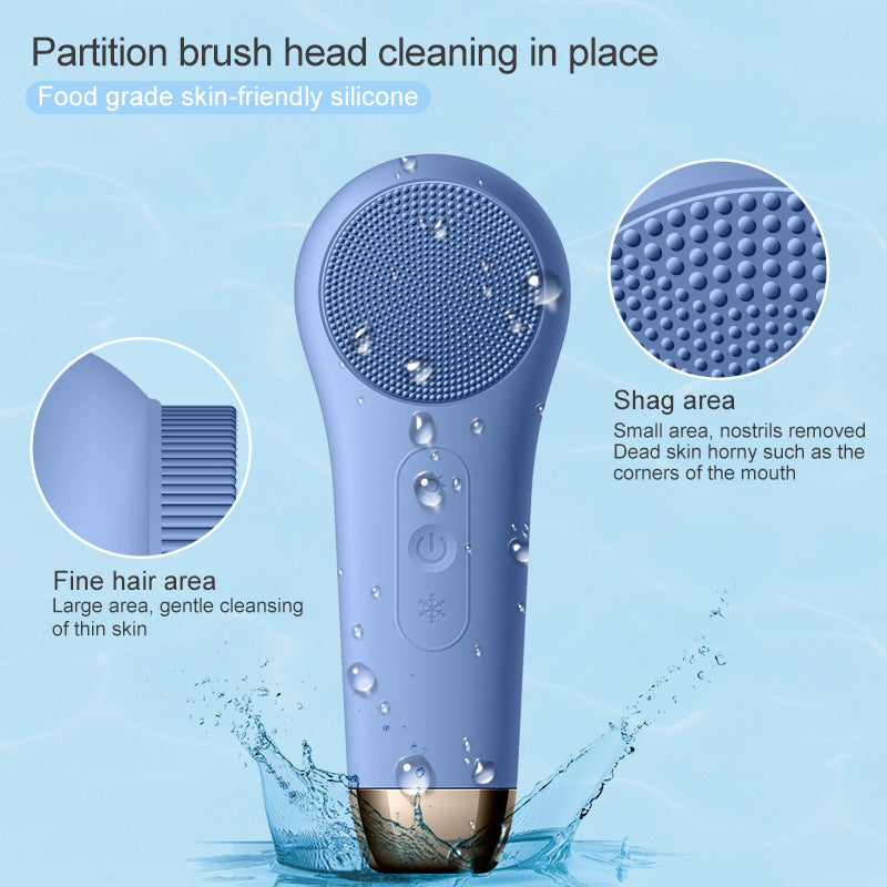 Electric Facial Cleansing Brush Silicone Facial Cleaning Brush Face Massage for Pore cleaner With Cold & Heating Function F518